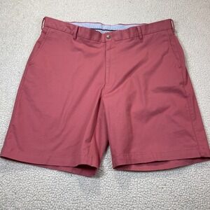 Peter Millar Shorts Salmon Chino Mens 38 Cotton Blend Golf Flat‎ Front Pockets
